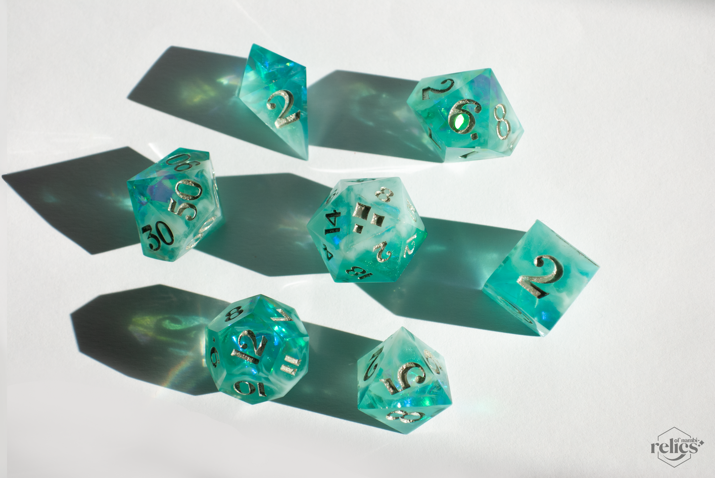 Summer Sea Polyhedral Dice Set - 7-PC for TTRPG and Dungeons & Dragons, RPG Gifts, Ideal for Critical Role Fans