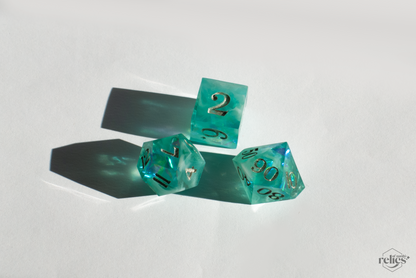 Summer Sea Polyhedral Dice Set - 7-PC for TTRPG and Dungeons & Dragons, RPG Gifts, Ideal for Critical Role Fans