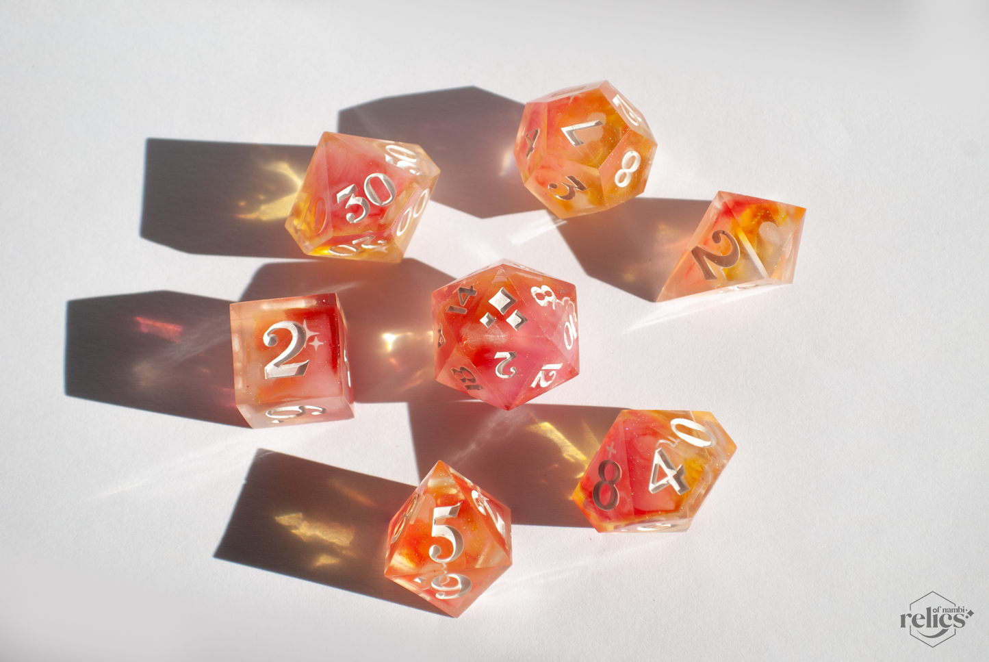 Sunset 7-PC Polyhedral set / Dnd gift / DnD present / Rpg / dice board game / Dungeons and dragons / Critical Role / DnD Dice / Custom Dice